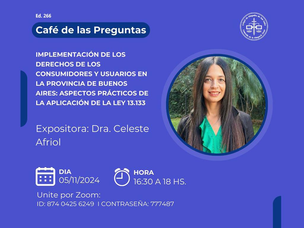 El martes 5 de noviembre a las 16:30, te invitamos a participar  del Café de las Preguntas nro. 266 (virtual).