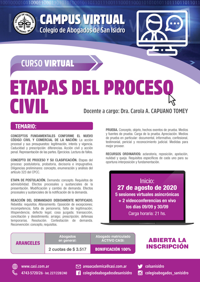 Etapas del proceso civil. Curso virtual
