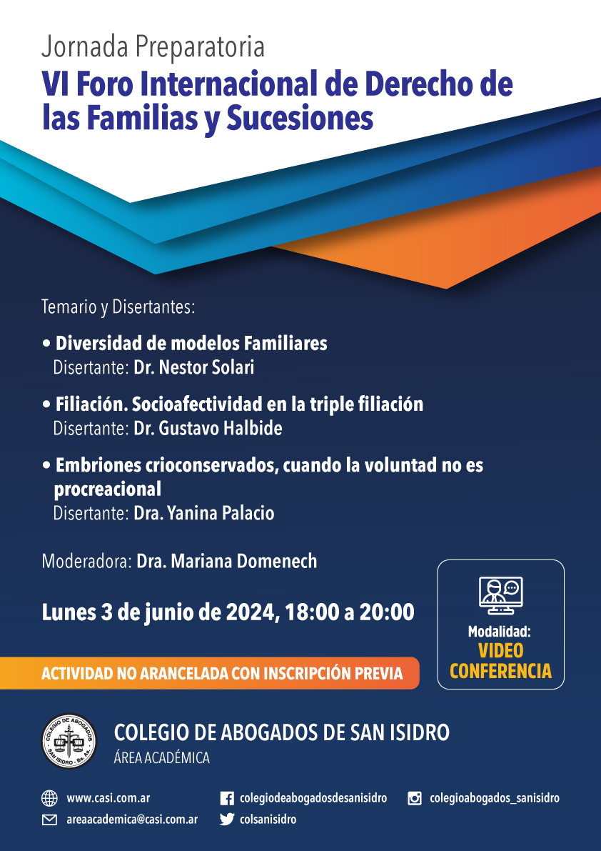 VI foro internacional de derecho de las familias y sucesiones