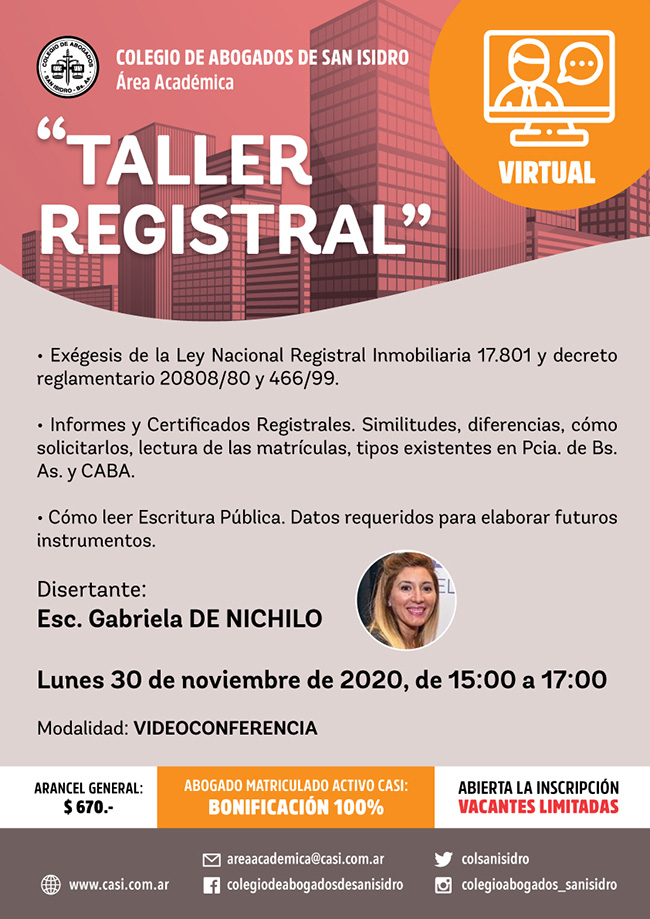 Taller Registral. Curso virtual