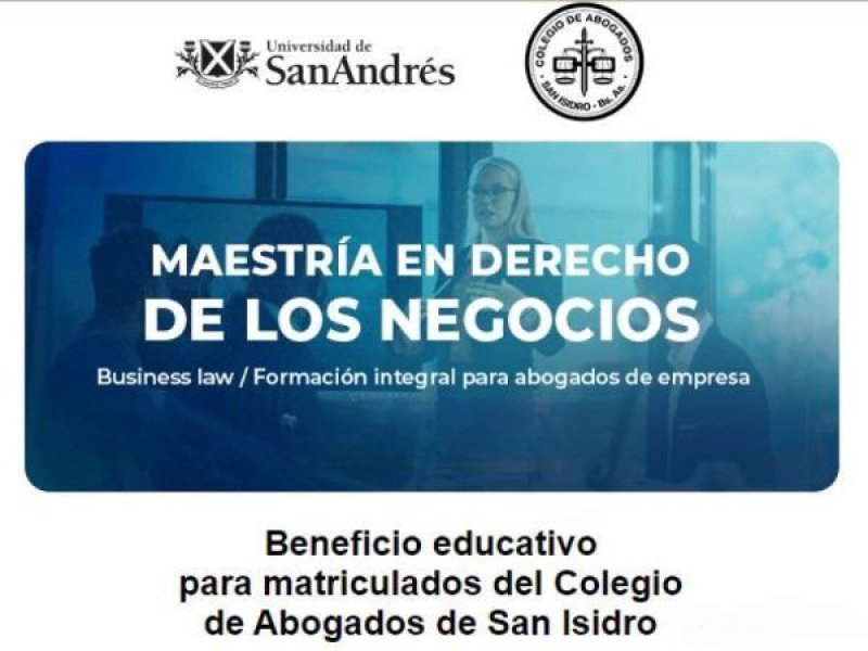 30% off Maestría en Derecho de los Negocios de la Universidad de San Andrés 